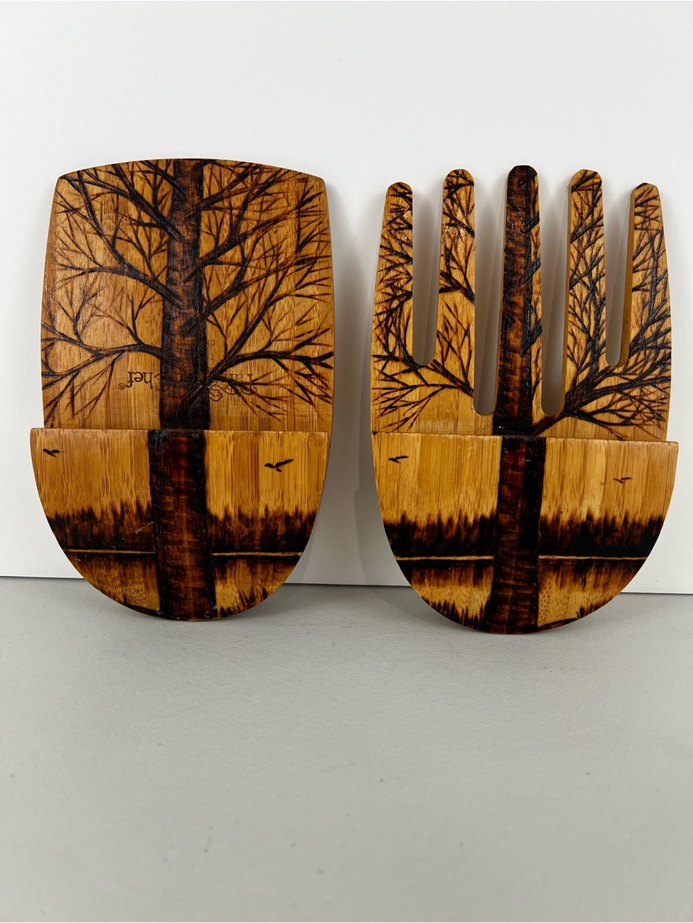 Wood Burned Pampered Chef Salad Servers